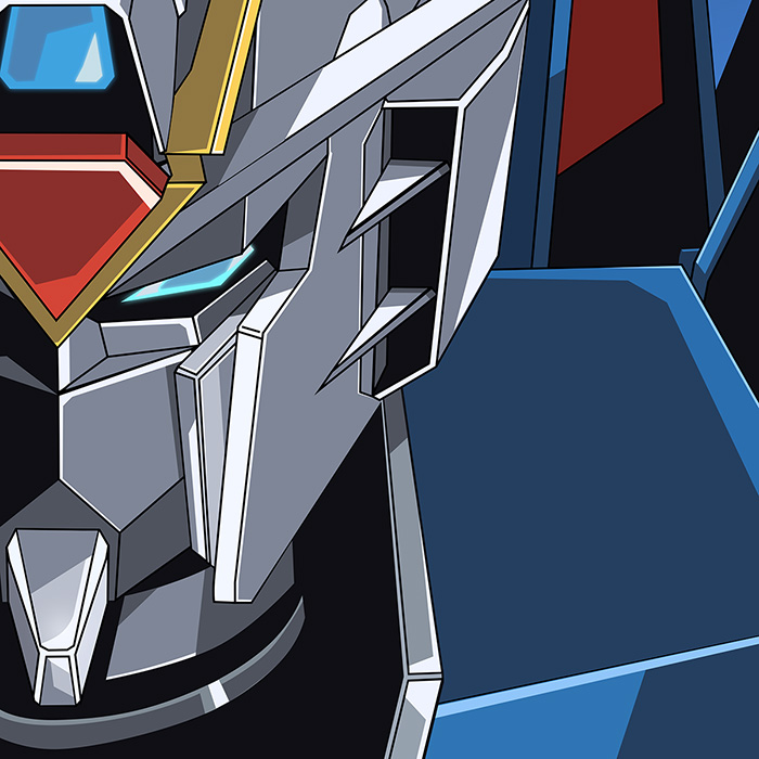 Close up of computer drawn Rising Freedom Gundam head